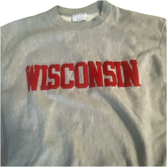Vintage University Of Wisconsin Badgers Champion Reverse Weave Sweatshirt Mens M - Picture 2 of 9